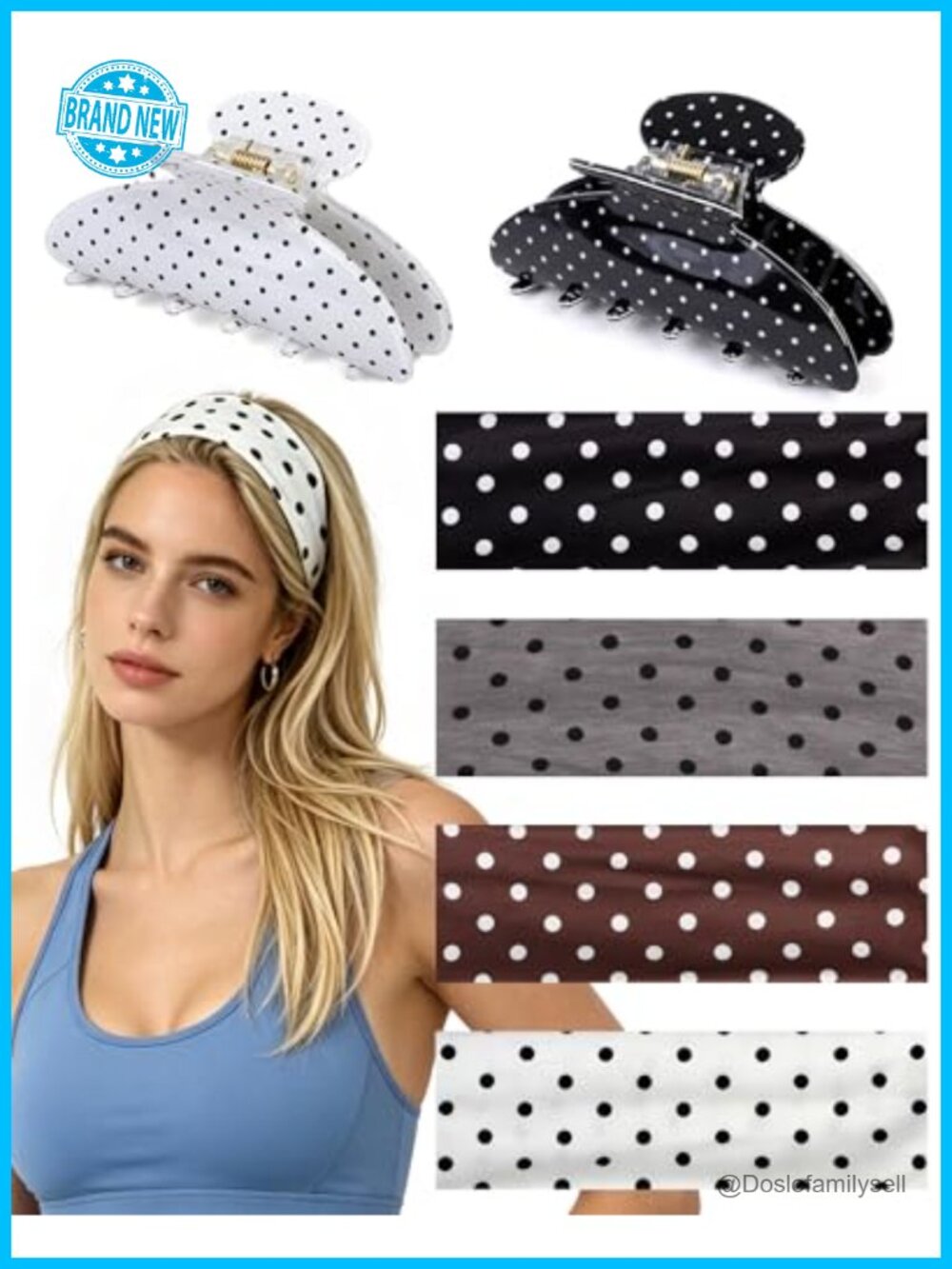 Polka Dot Headbands and Claw Clips Set